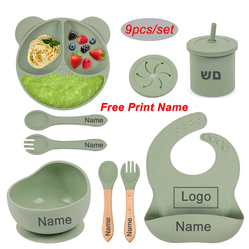 Baby Food Menu - Siliconen Sucker Kom Plaat Cup Slabbetjes