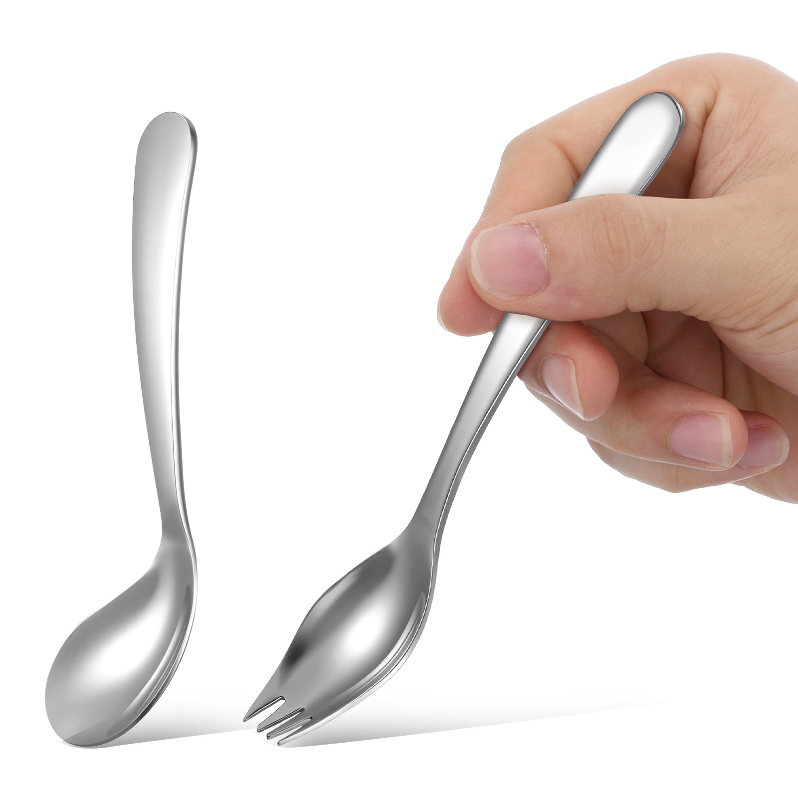 Self Feed Spoon - 1Set Voeden Schuine Lepel Roestvrij Staal
