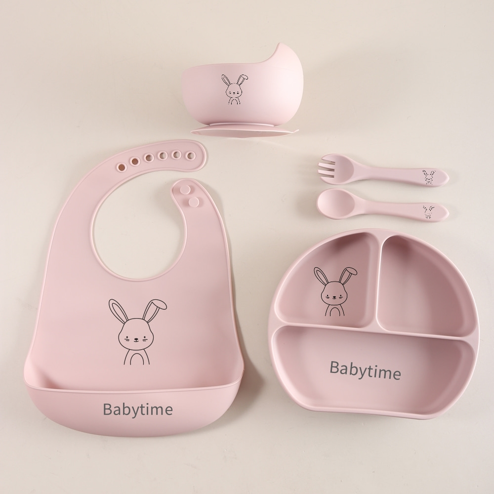Baby Food Utensils Set - 5-delige Bunny baby gebruiksvoorwerpen set, food