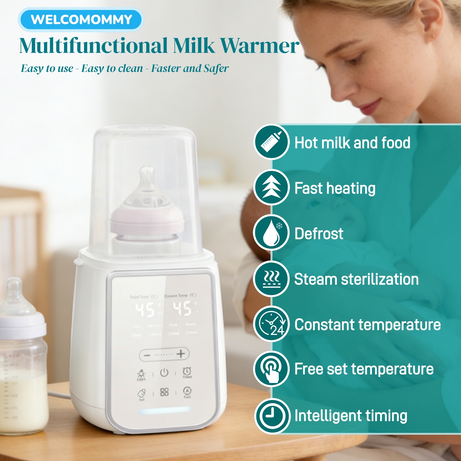 Dry Food Baby - 8In1 Babyfles Moedermelk Warmer Sterilisator Multifunctionele