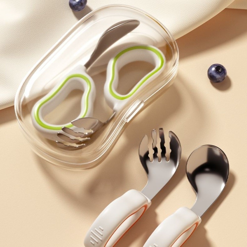 Self Feed Spoon - Siliconen babyvork- en lepelset 316 roestvrij