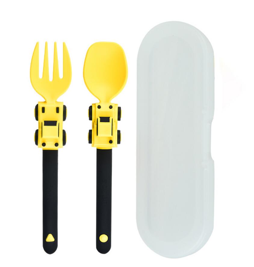 Self Feed Spoon - Kinder Voedingssupplement Lepel En Vork, Cartoon