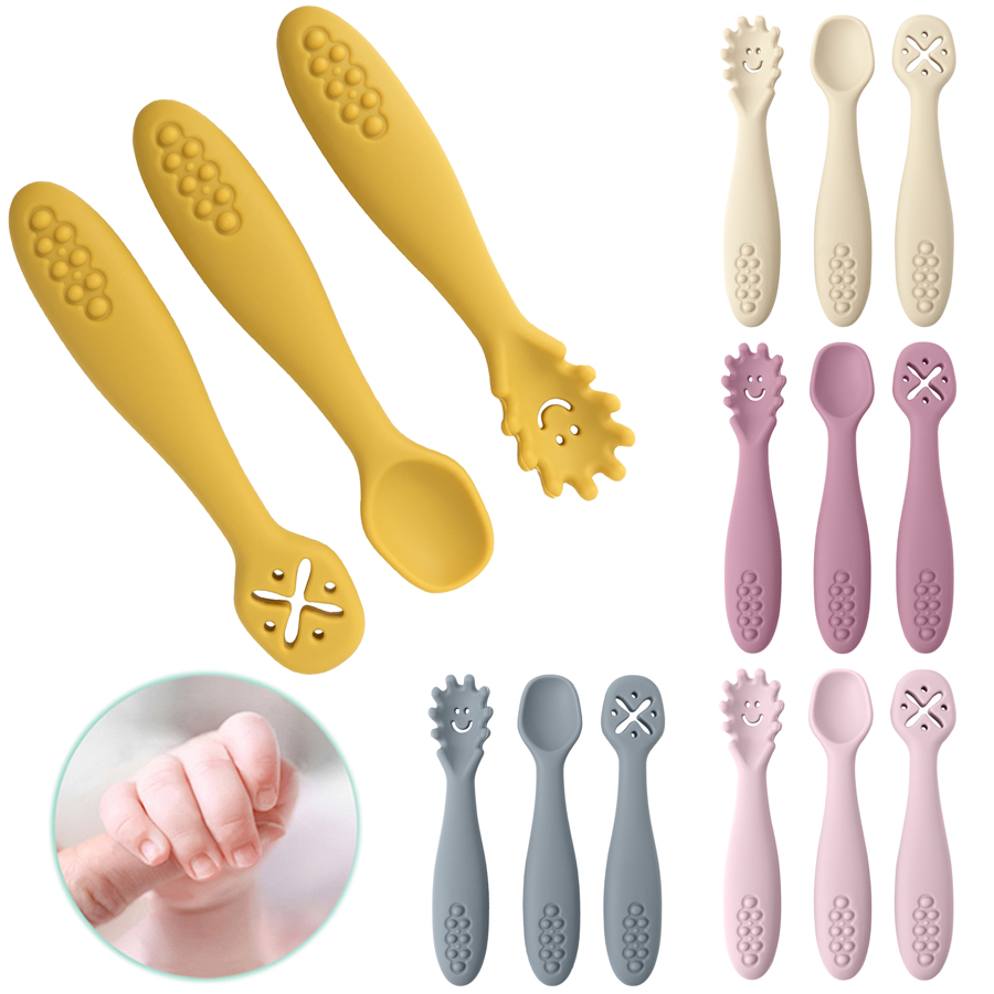 Baby Food Utensils Set - 3PCS Siliconen Lepel Vork Voor Baby