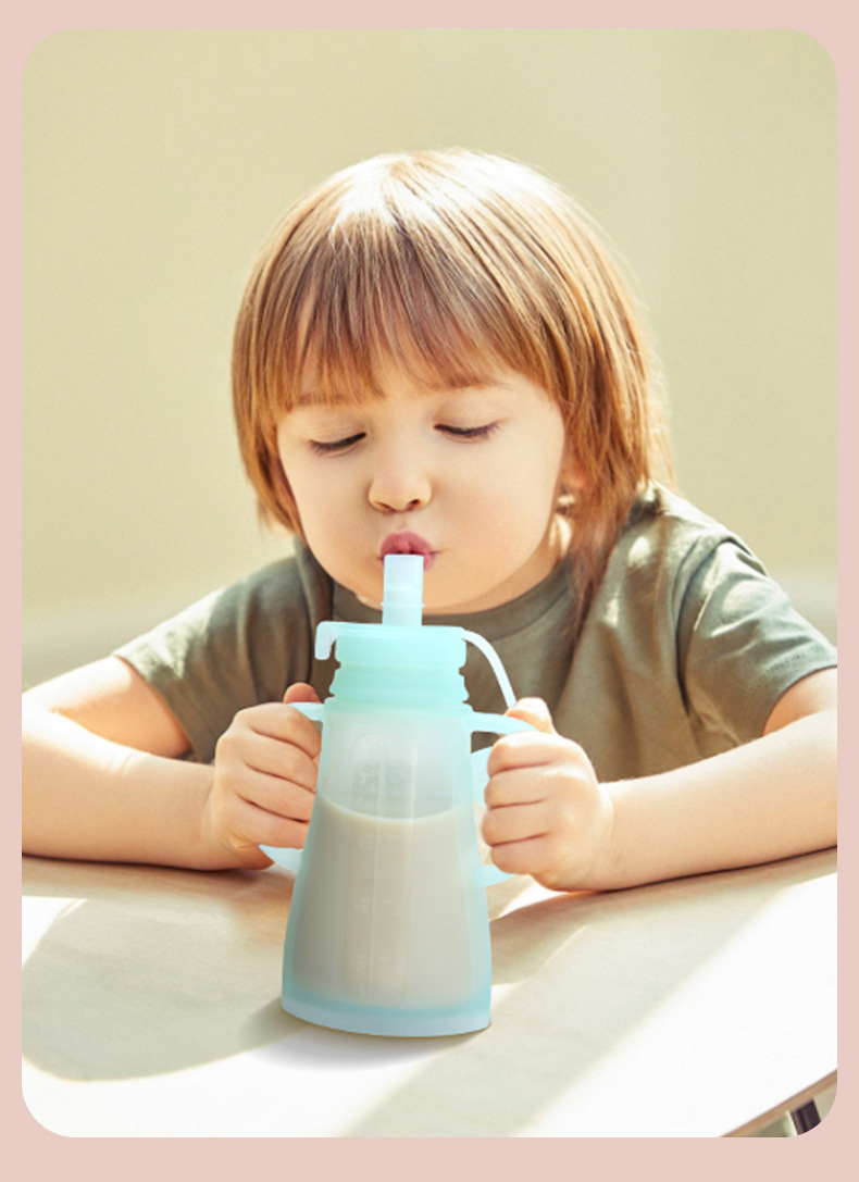 Baby Food Reusable Pouches - Nieuwe herbruikbare siliconen borstvoeding bewaarzak, lekvrij,