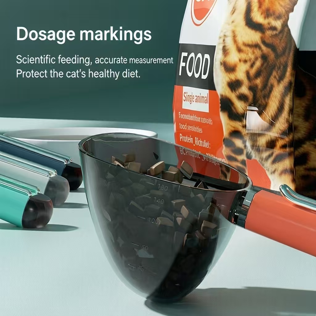 Self Feed Spoon - Multifunctionele huisdierenvoedschep met afsluitclip, gegradueerde maatschep